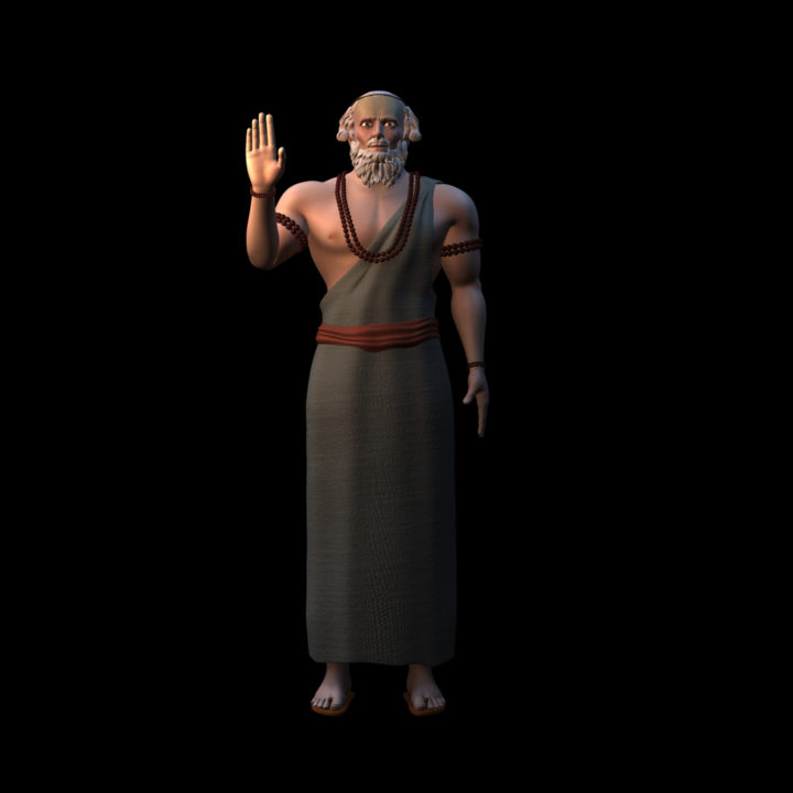 3d animation of sage giving blessings in the black background, by Biorev Renderings Studio. 3D Animation illustration