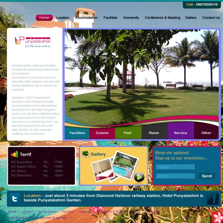Web Design for hotel website named Punyalakshmi, by Biorev Renderings Studio. Web Design and Development Services illustration