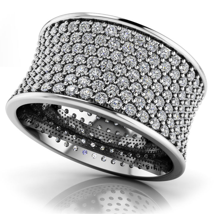 3D Jewelry Rendering for 7 rows eternity diamond ring, by Biorev Renderings Studio. Jewelry illustration