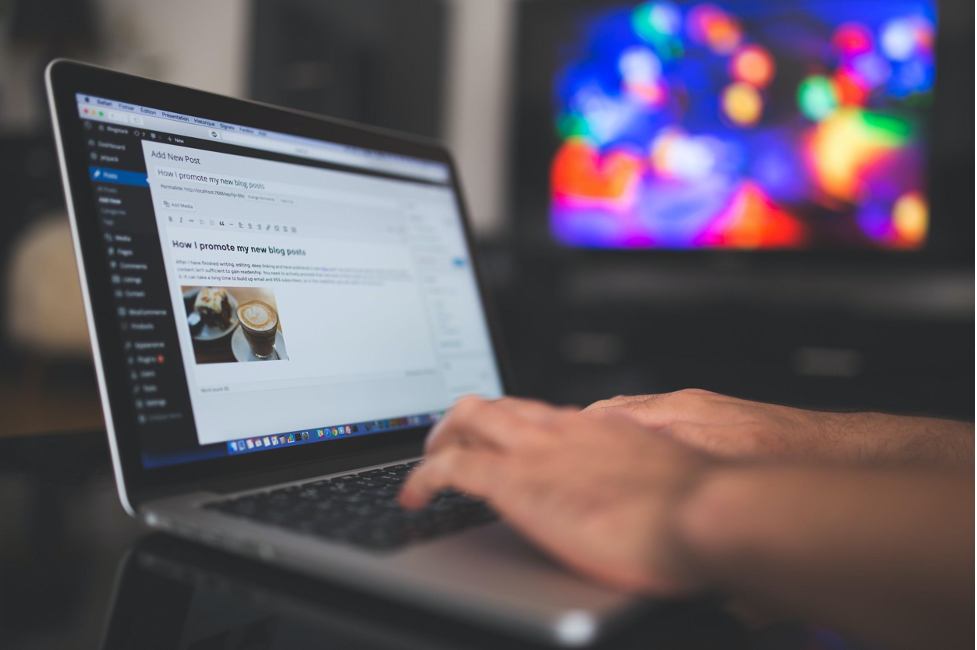 a laptop, displaying the backend of wordpress