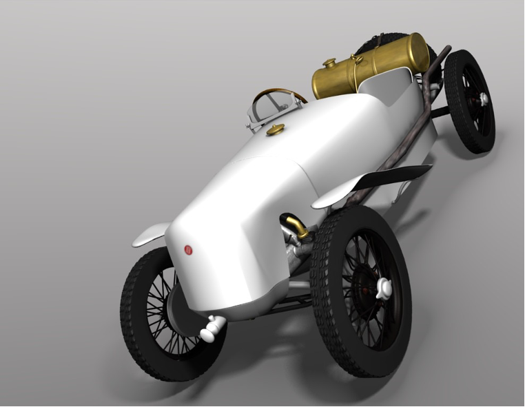 Image of a 3D rendered vintage car